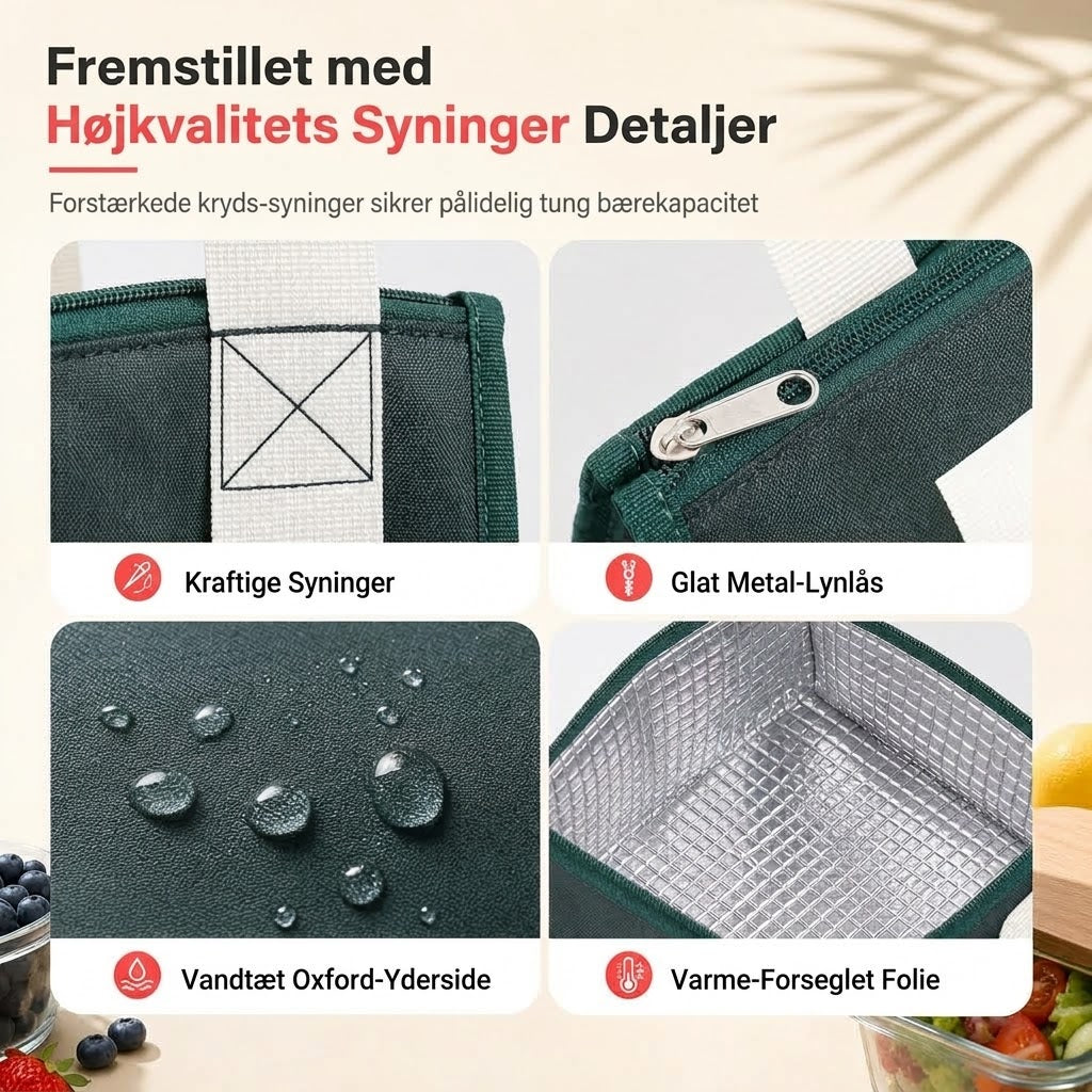 Ekstra Tyk Termotaske til Frokost – Holder Varmt og Koldt, Vandtæt & Stor Kapacitet