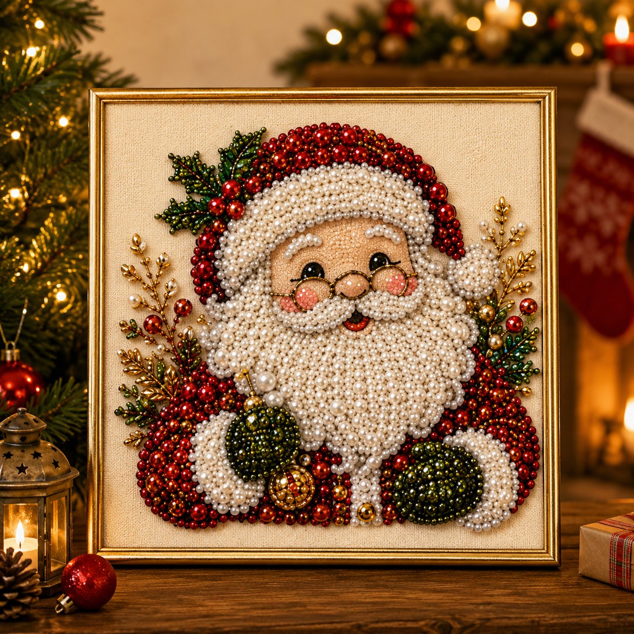 Afslappende DIY-juleperlediamantsmalingssæt til begyndere
