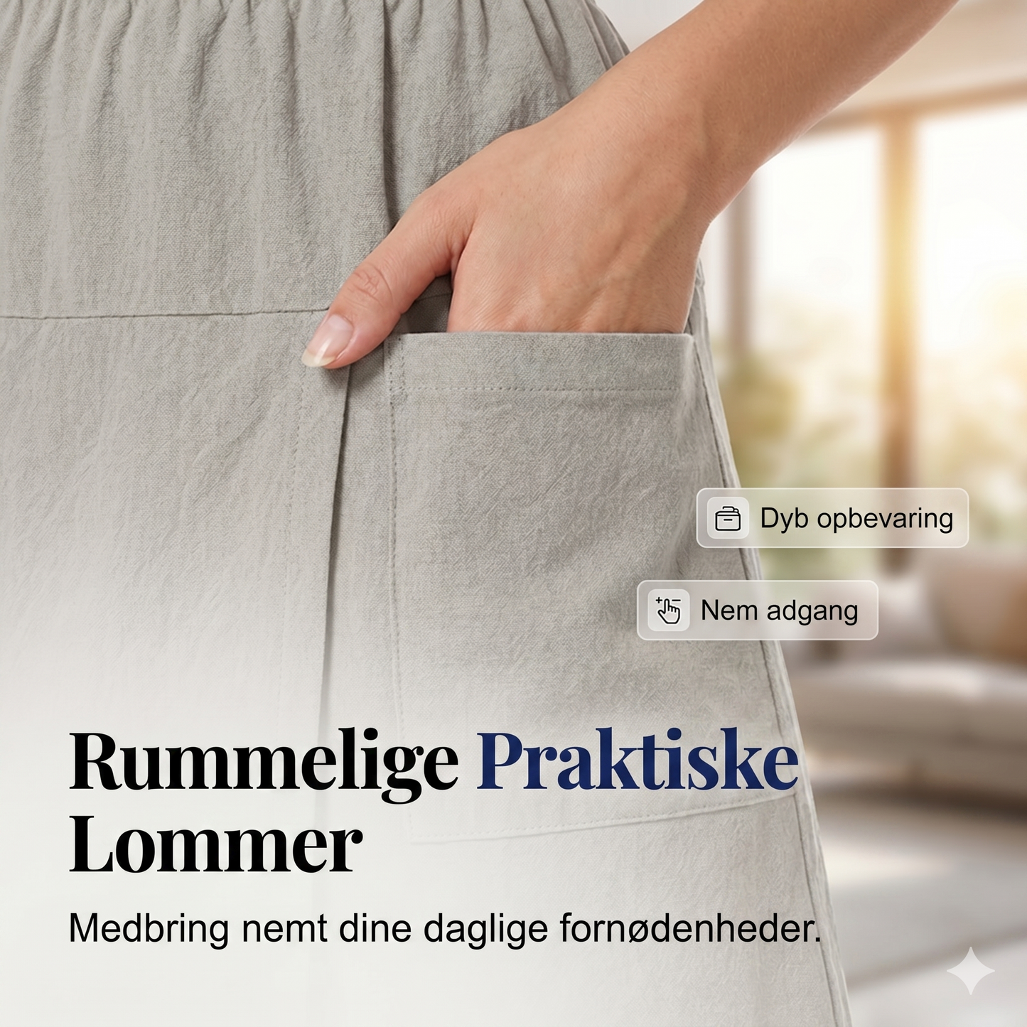 Afslappet Sommer-Skort med Stræktalje og Lommer