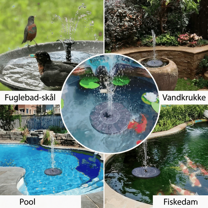 Soldrevet Vandfontæne – Trådløst Springvand med 6 Dyser