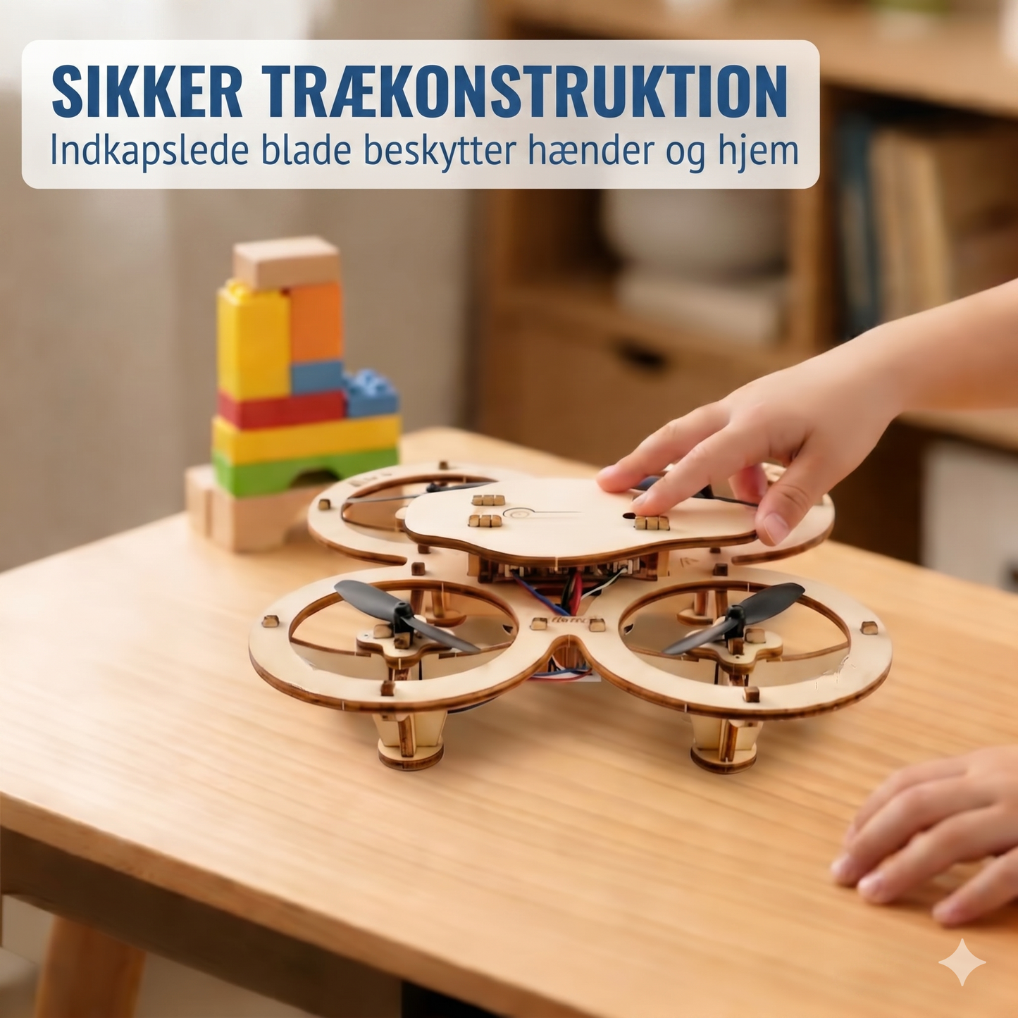 DIY Trædrone Byggesæt til Børn – Sikker Propelbeskyttelse og Højdeholdelse