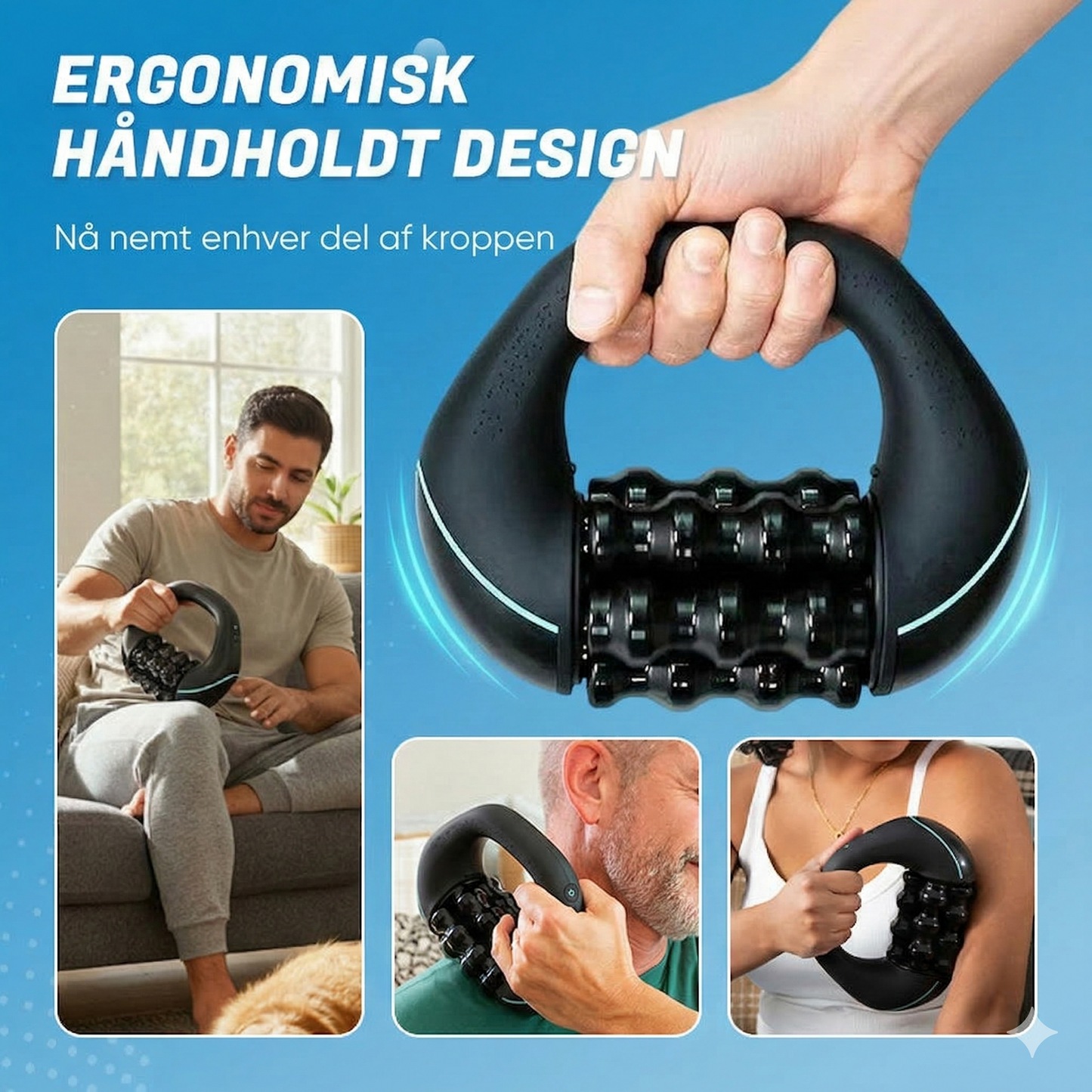 Elektrisk håndholdt massageapparat med ruller