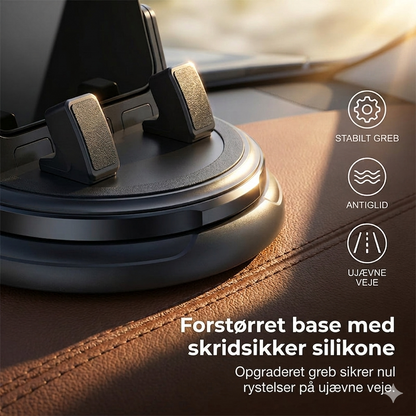 Stabil 360° Mobilholder til Bilen (Uden at Blokere Udsynet)
