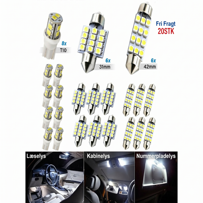 Universel LED-Bilbelysning: 20-delt Sæt med Plug-and-Play