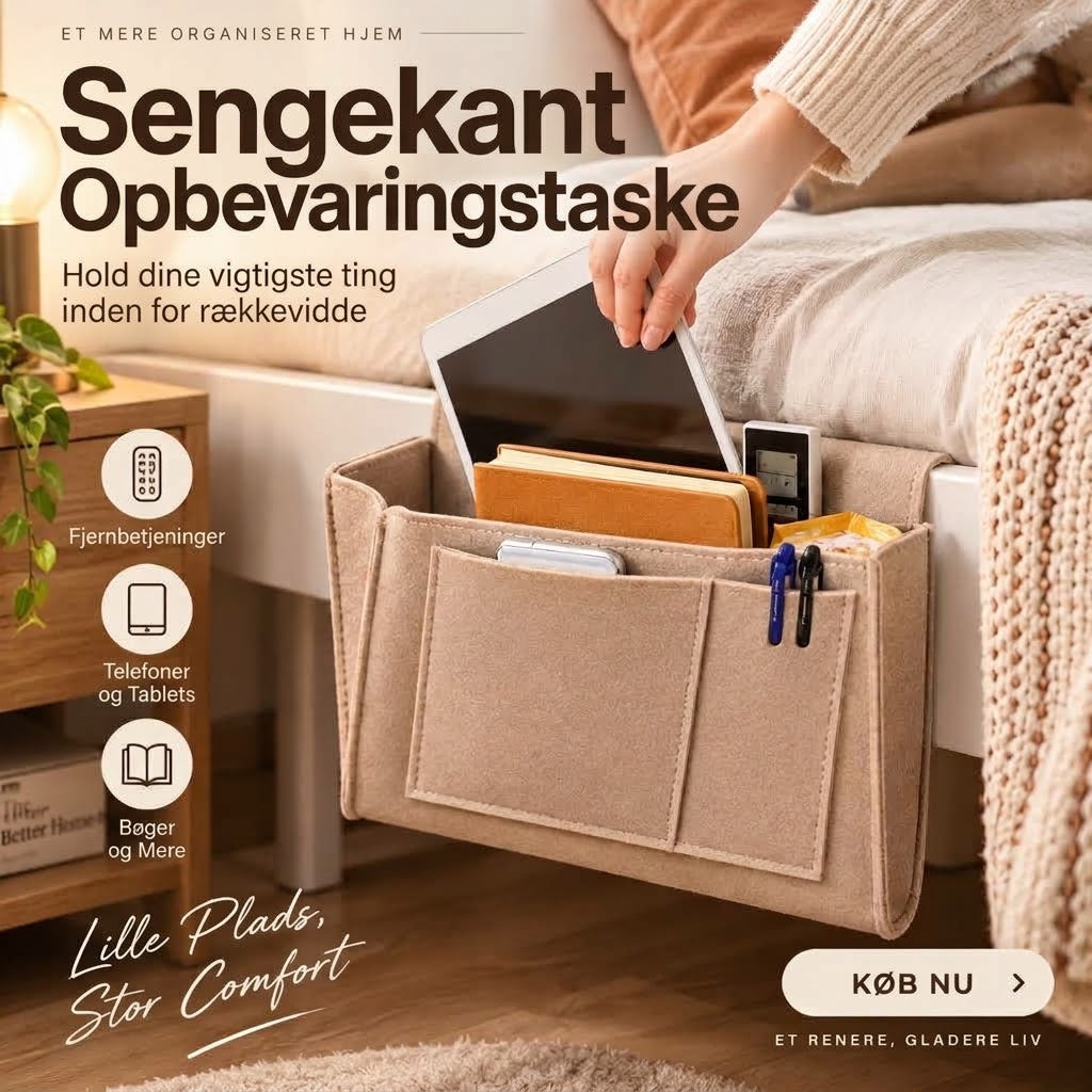 Praktisk Sengelomme i Filt – Sengeorganizer Uden Montering