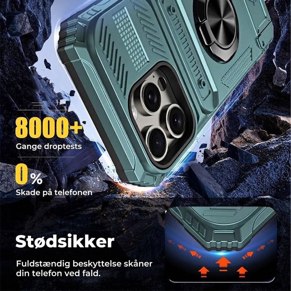 Stødsikkert Mobilcover med Kortholder – Integreret ringholder til iPhone