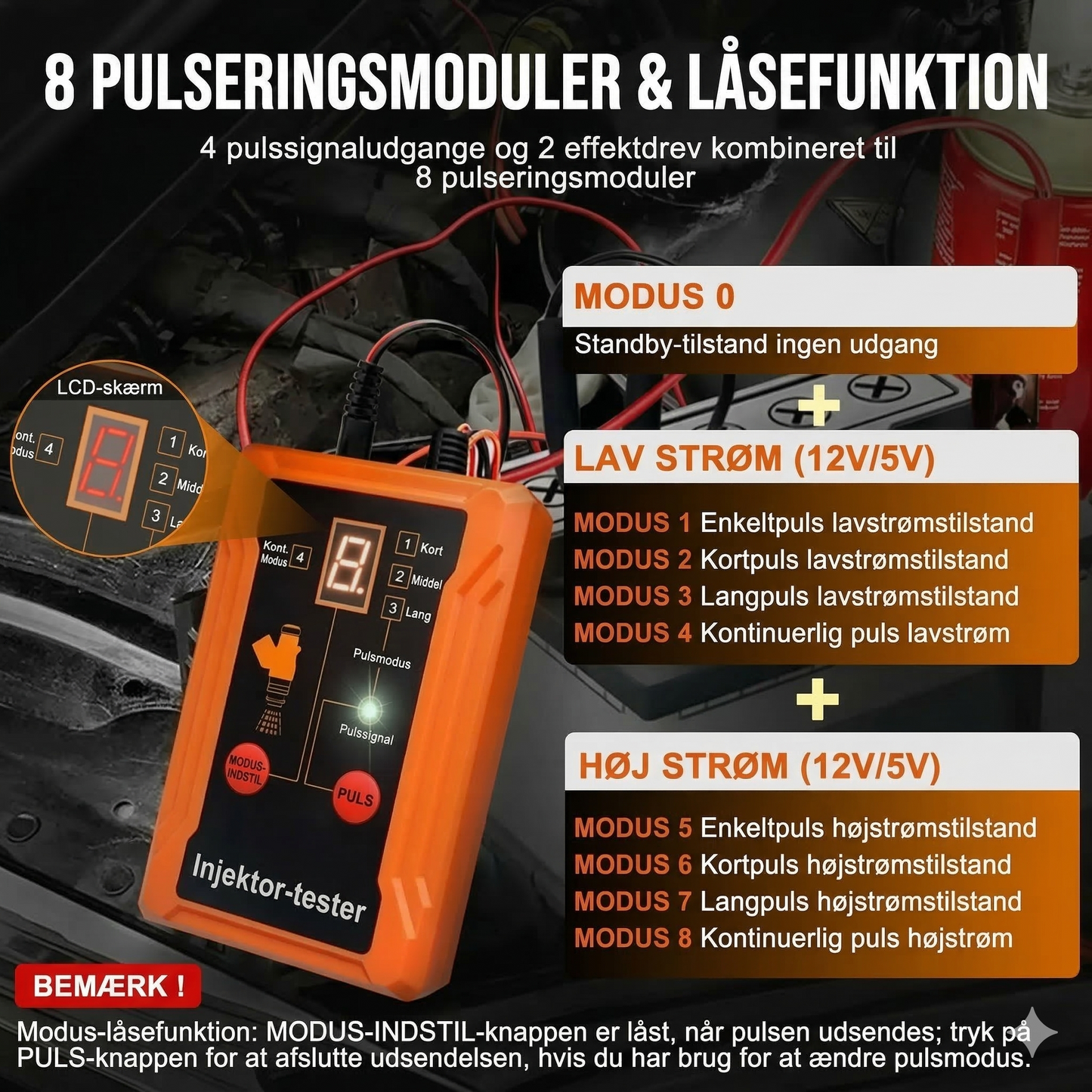 Professionel 12V Injektortester – Præcis Diagnosticering & 4 Pulstilstande