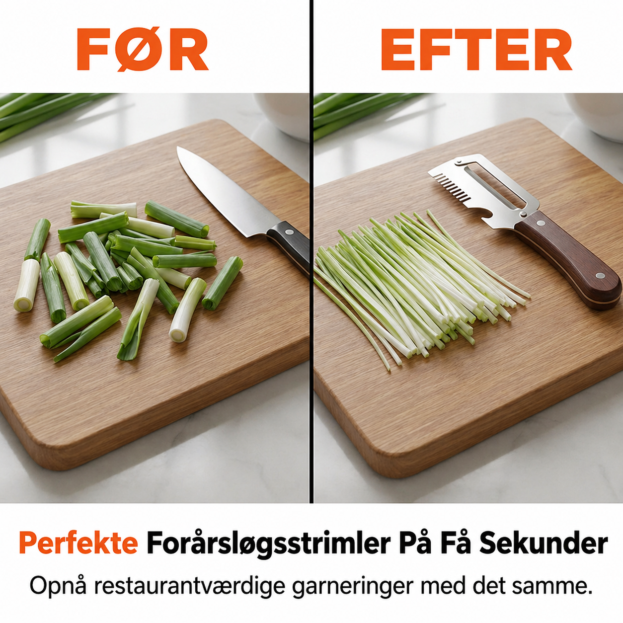 3-i-1 Grøntsagsstrimler og Skræller: Rustfrit Stål med Træhåndtag
