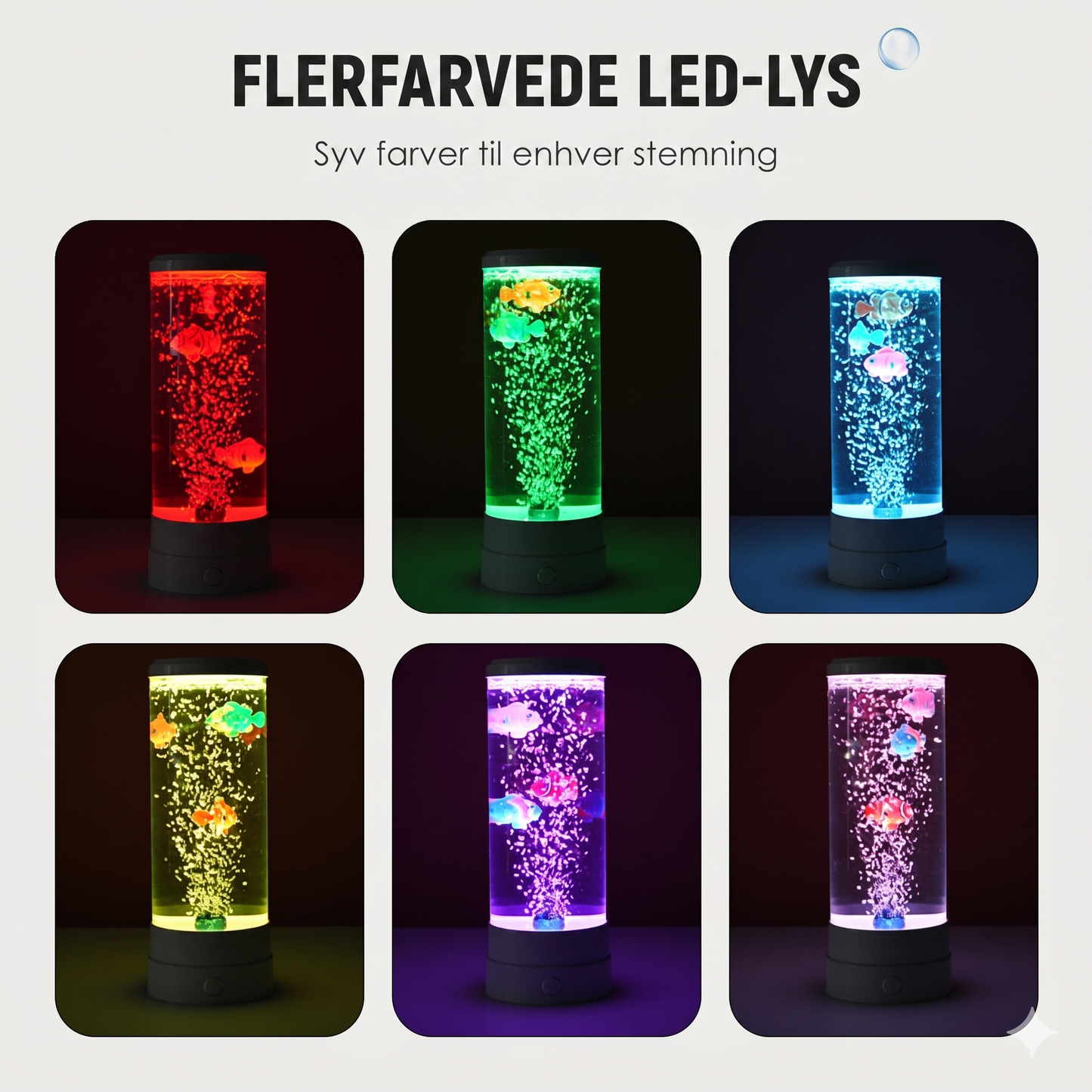 Afslappende LED Akvarie-Boblelampe med Fjernbetjening