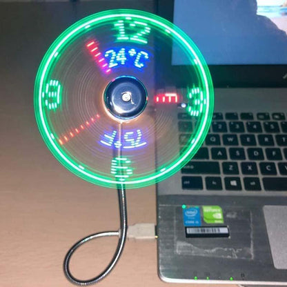 Fleksibel USB-Kontorventilator – Med Svævende Digitalt Ur og Termometer