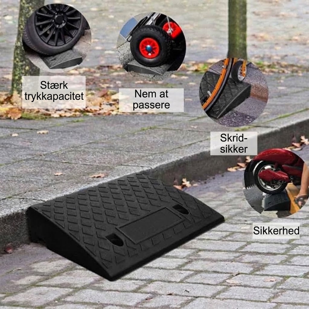 Portabel Kantstensrampe i PVC – Kraftig Kørerampe til Biler, Ladcykler og Kørestole
