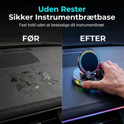 360° Roterbar Mobilholder til Bilen med Trådløs Opladning og RGB-lys