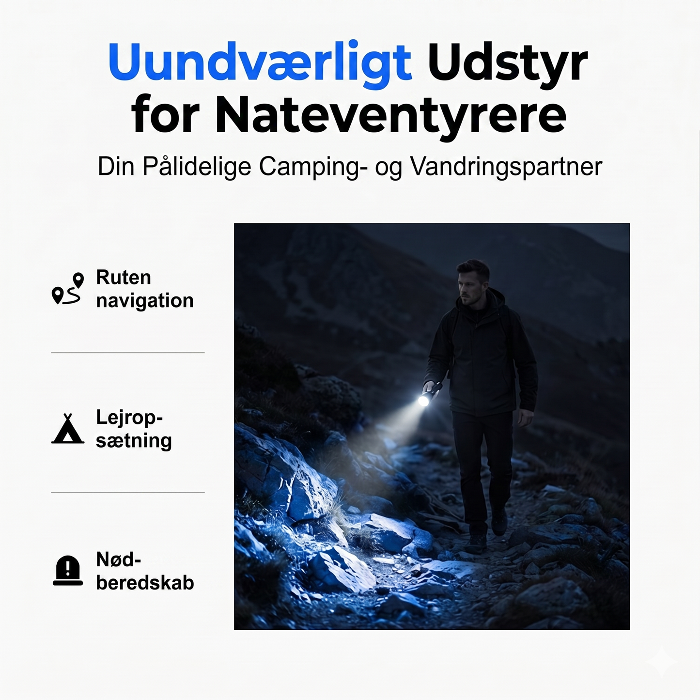 Genopladelig Taktisk EDC Lommelygte med Zoom – 3 Lystilstande og Enhåndsbetjening