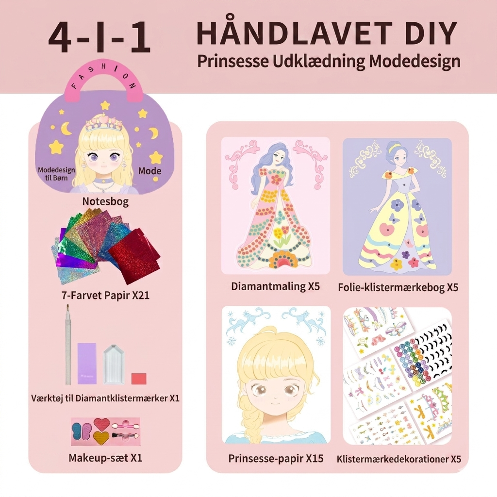 Prinsesse Makeover DIY Sæt (4 Aktiviteter, 172 Dele)
