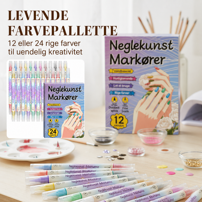 2-i-1 Dual-Tip Neglepenne: Hurtigtørrende Neglekunst Uden UV