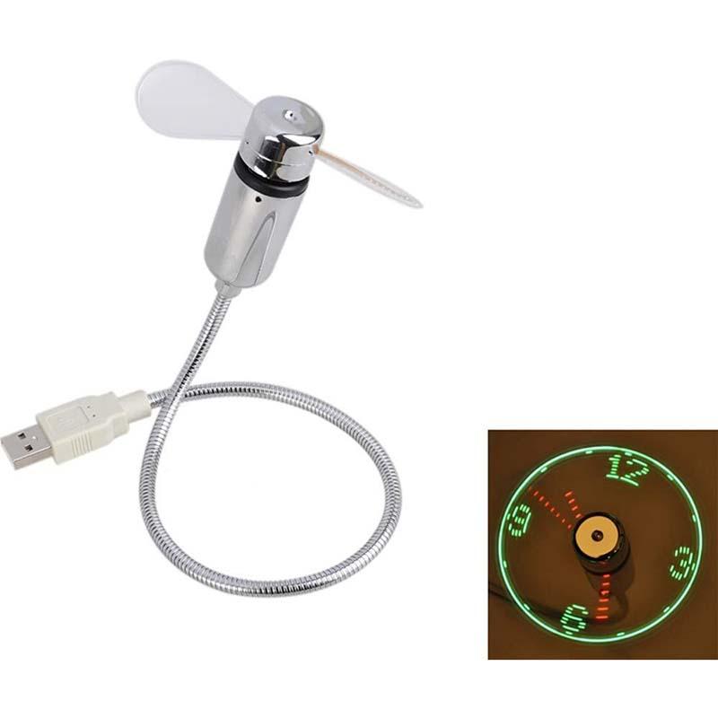 Fleksibel USB-Kontorventilator – Med Svævende Digitalt Ur og Termometer