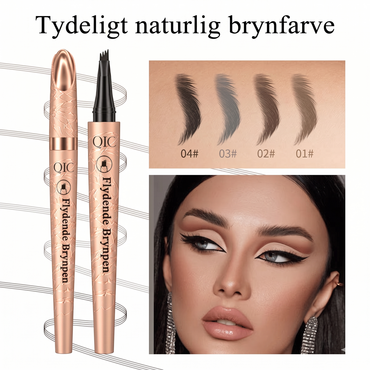 Vandfast 3D Øjenbrynspen med Microblading-Effekt