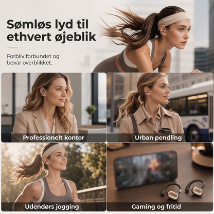 Åbne Bluetooth-øretelefoner med clip-on-design til trådløs lyd og komfort