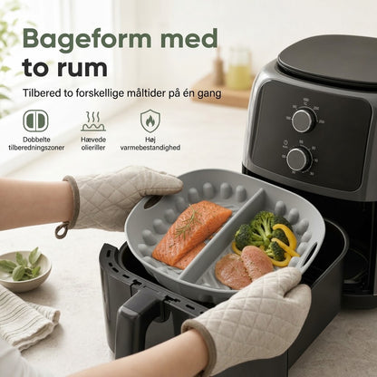 Genanvendelig Opdelt Silikoneindsats til Airfryer – Dual-Zone Design, Non-Stick Materiale & Fedtfattig Madlavning – Bevarer Original Smag og Gør Rengøring Let
