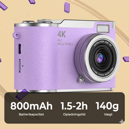 4K HD Digitalkamera med Flip-Skærm og Autofokus