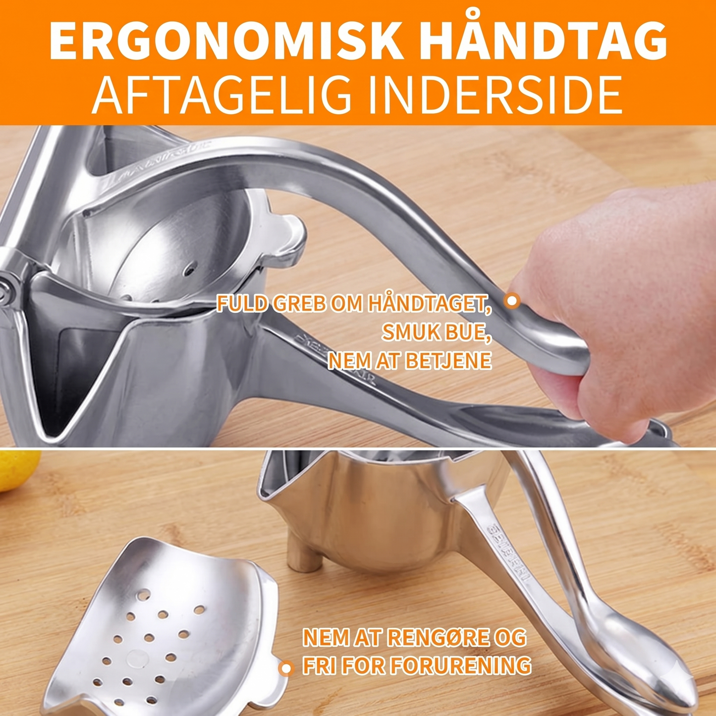 Rustfri Manuel Citruspresser: Robust Design og Nem Rengøring