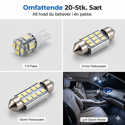Universel LED-Bilbelysning: 20-delt Sæt med Plug-and-Play