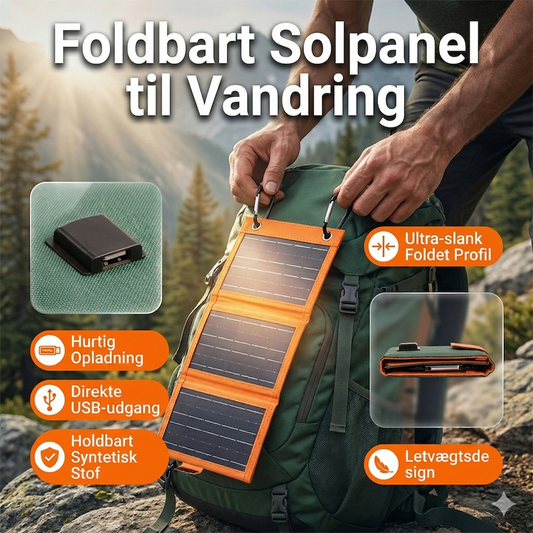 Foldbart Bærbart Solcellepanel med USB – Kompakt Oplader til Outdoor