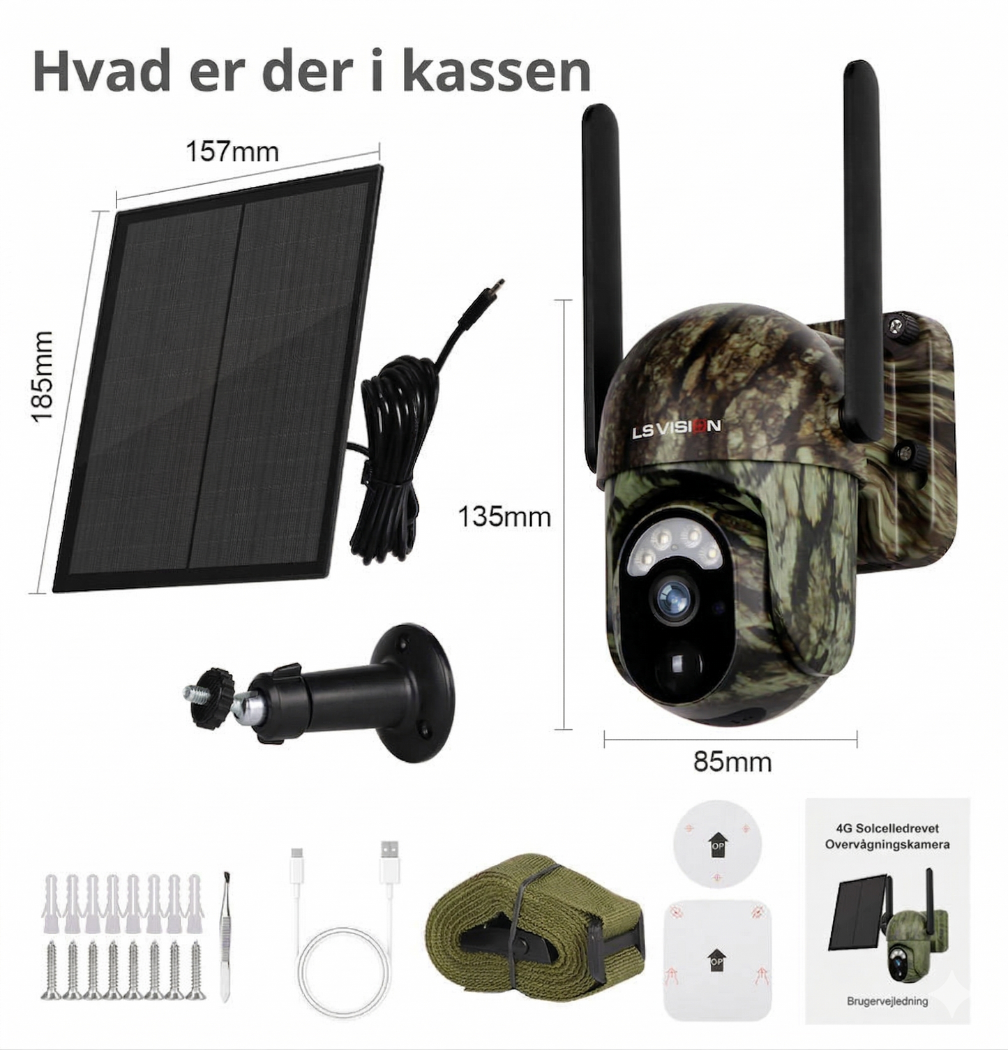 4G LTE Solcelle Overvågningskamera – 2K HD & 360° Panorama (Intet Wi-Fi påkrævet)