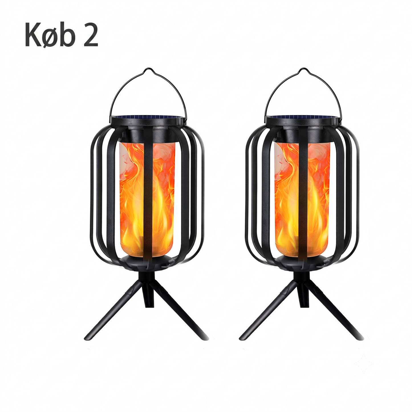 Solcelledrevet varm, flimrende flammelampe med vandtæt design og automatisk tænd/sluk