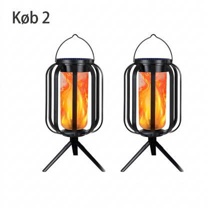 Solcelledrevet varm, flimrende flammelampe med vandtæt design og automatisk tænd/sluk