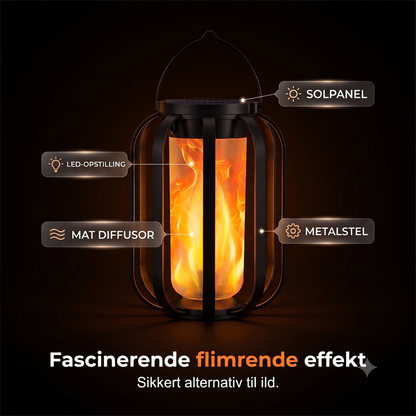 Solcelledrevet varm, flimrende flammelampe med vandtæt design og automatisk tænd/sluk