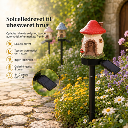 Solcelledrevet Havelampe i Eventyrligt Svampehus Design