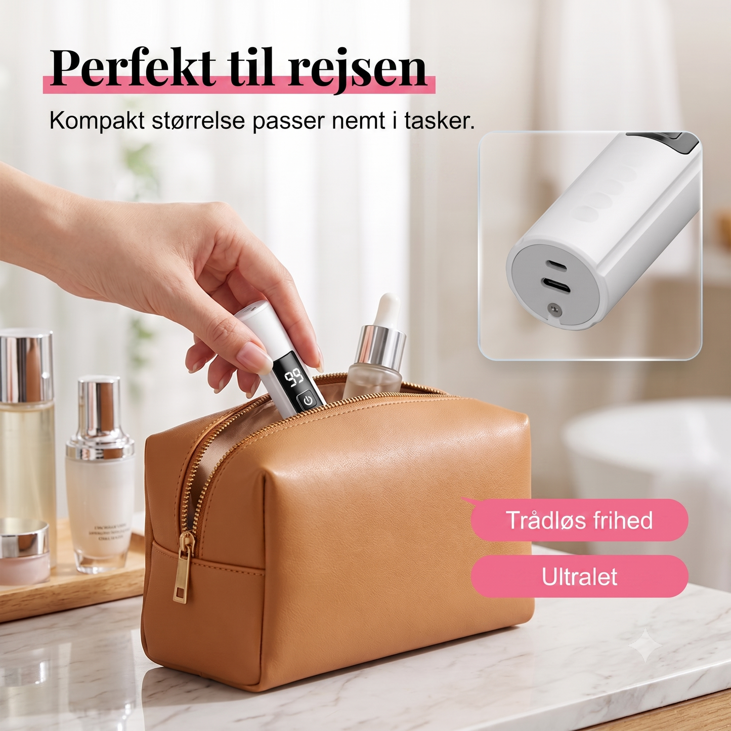 Ergonomisk Elektrisk Neglefil med Digitalt Hastighedsdisplay og 4 Udskiftelige Slibehoveder