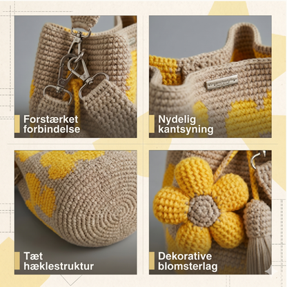 Unik Håndhæklet Shopper med Reliefblomster