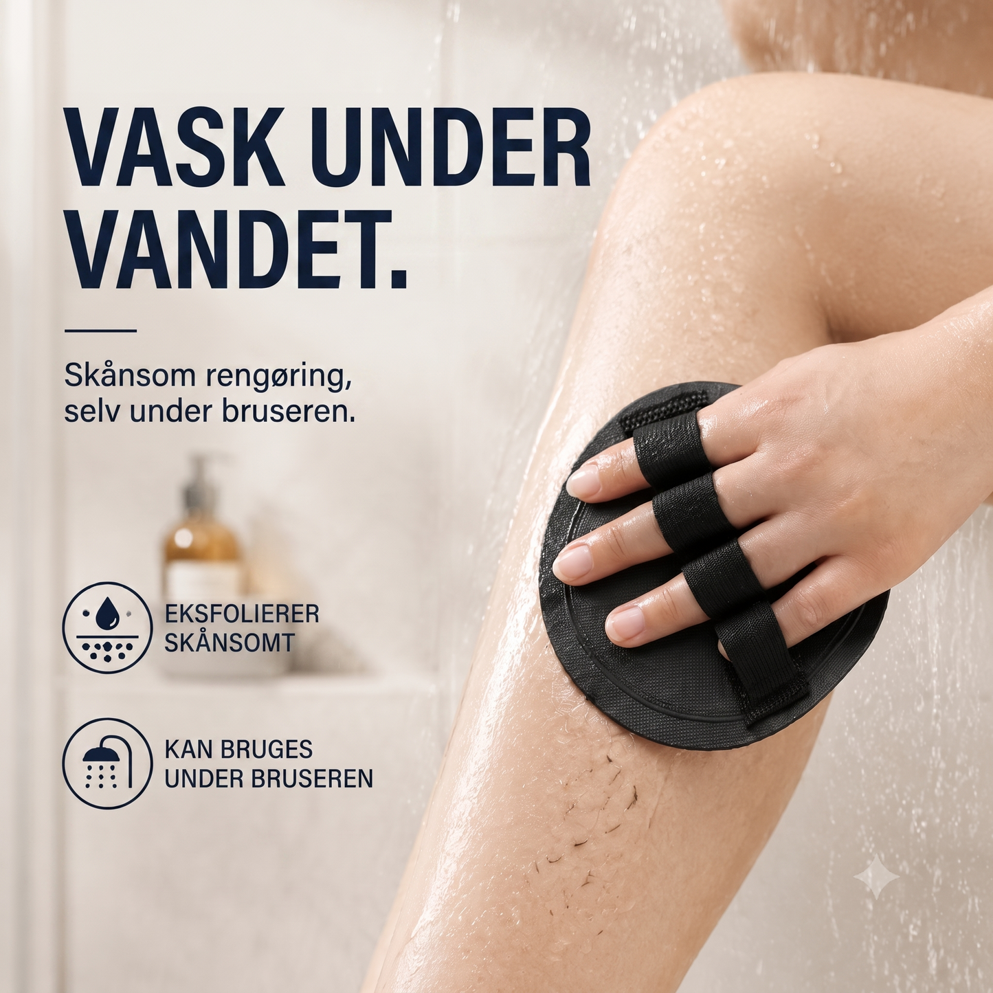 Vaskbar Grov-tekstureret Gummi Eksfolieringshandske med Vandrette Striber