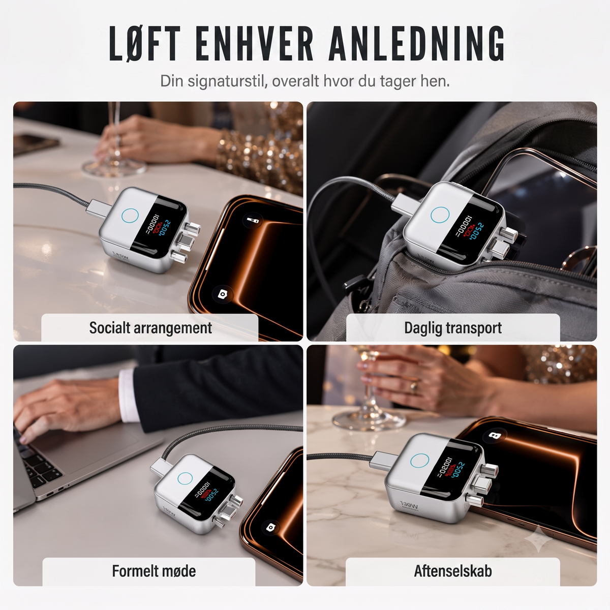 Smart USB-C opladerbeskyttelse med digital LED-skærm – Undgå overopladning