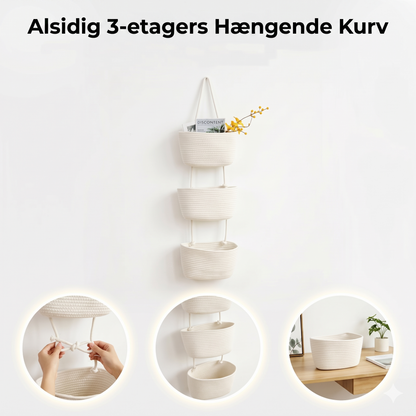 Pladsbesparende Væghængt Opbevaringskurv til Vertikal Organisering