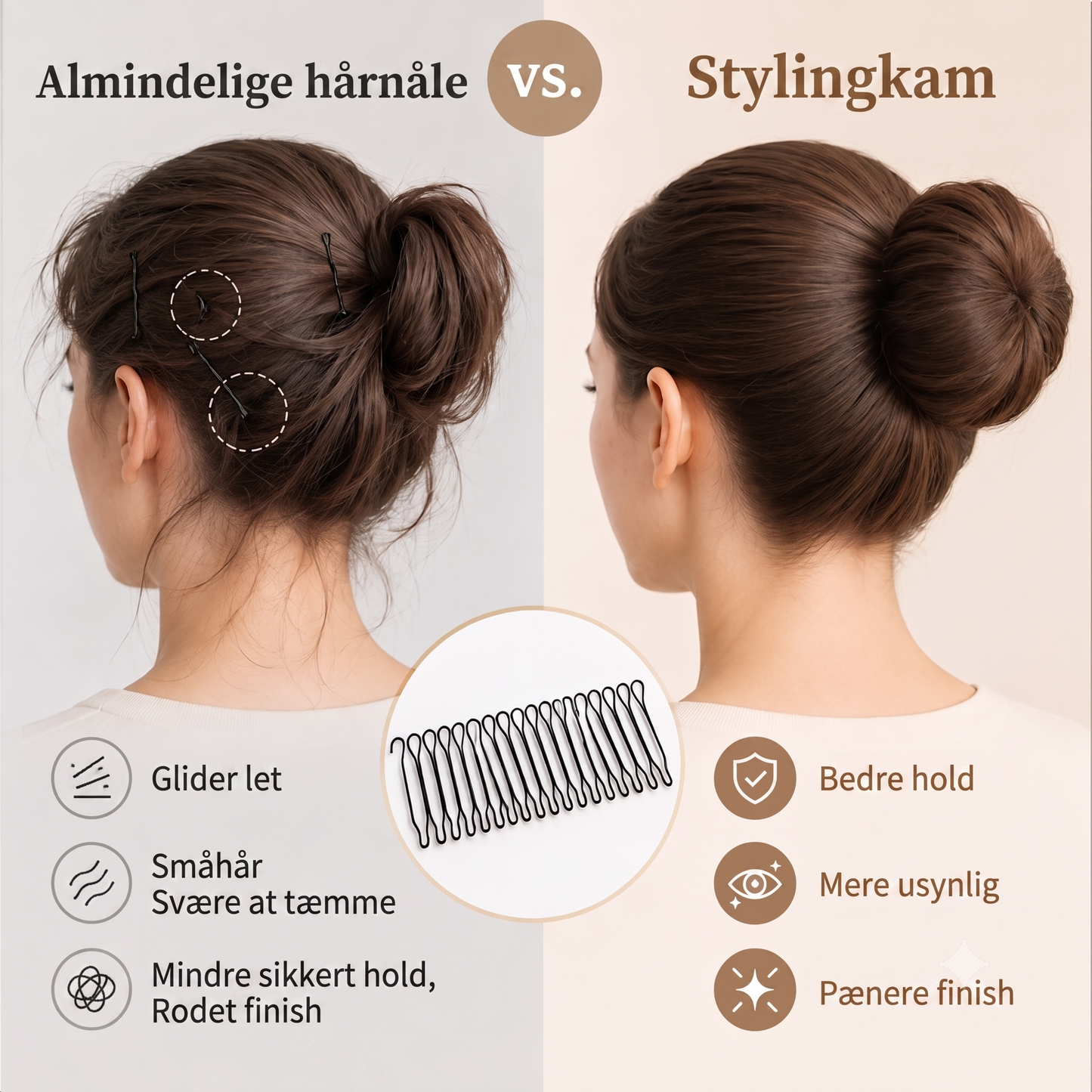 Usynlig og fleksibel kam til tæmning af flyvsisk og uregerligt hår