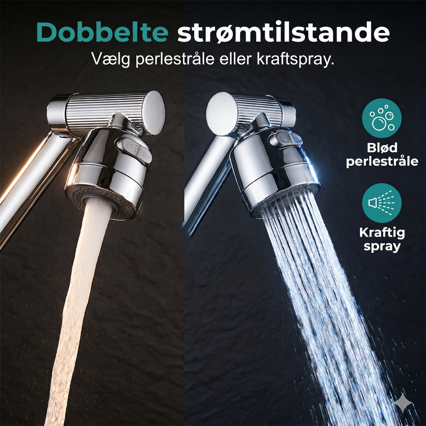 360° Roterbart Mekanisk Vandhanehoved – fleksibelt, moderne og nemt at bruge