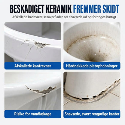 Hvid reparationscreme til porcelæn og sanitetsartikler til nem udbedring af skader og revner