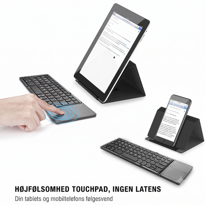 Foldbart Bluetooth Tastatur med Touchpad – Genopladeligt