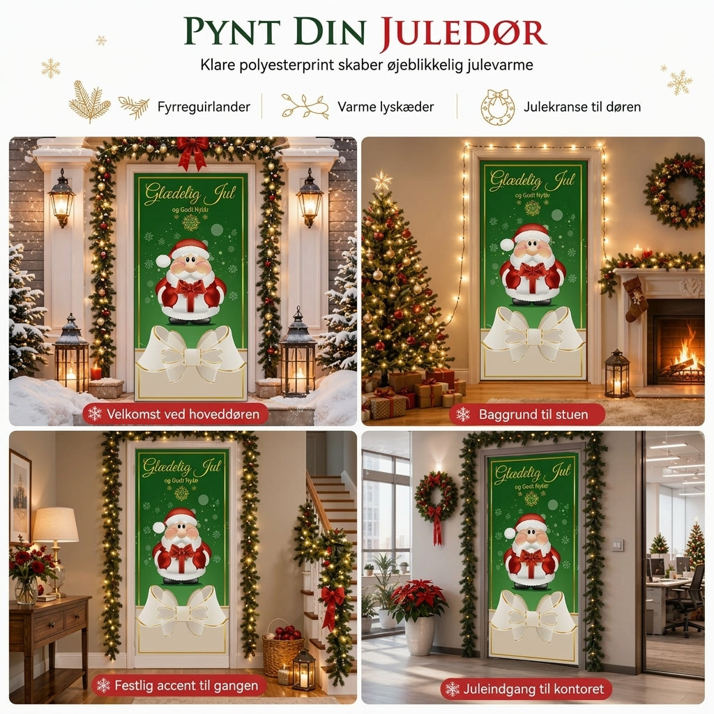 Magisk juledekoration til hoveddøren med glade julemotiver og lynhurtig montering