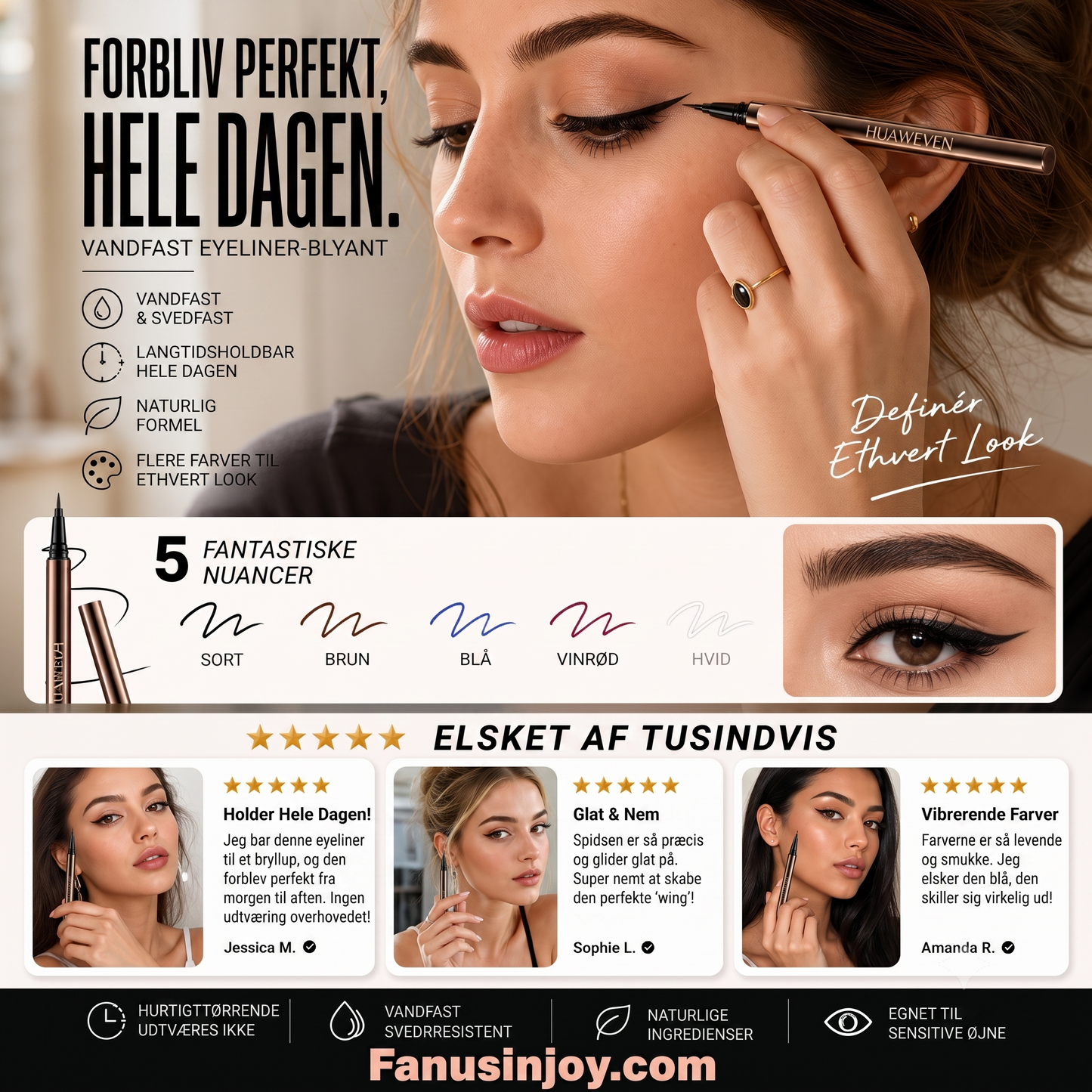 Professionel Langtidsholdbar Eyeliner Blyant Fejlfri Og Udtværingsfri