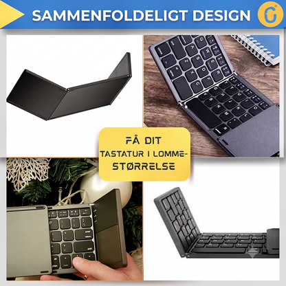Foldbart Bluetooth Tastatur med Touchpad – Genopladeligt