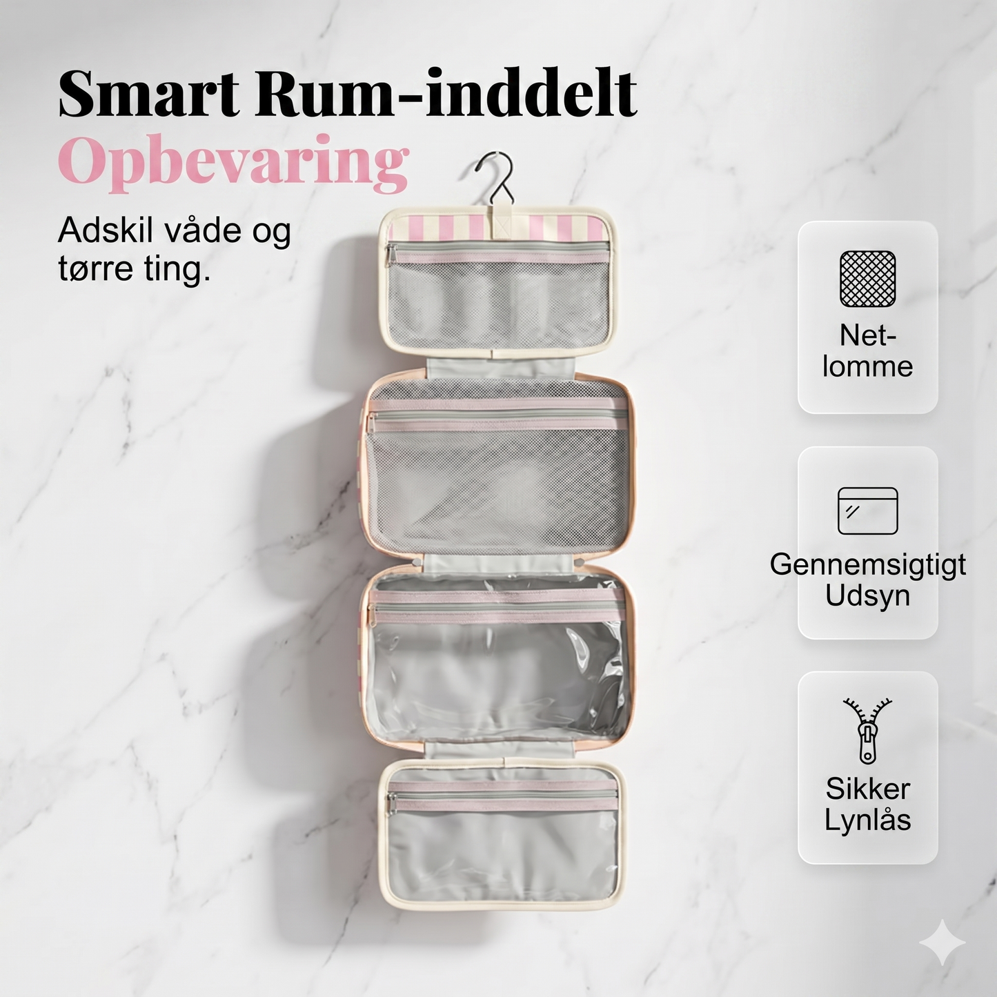 Hængende Rejsetoilettaske med 4 Rum
