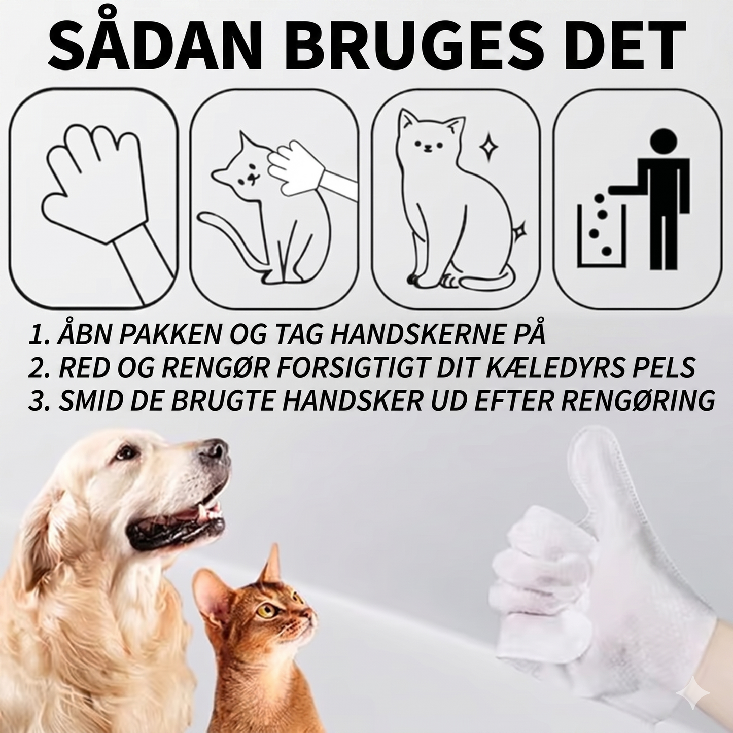 Vandfrie Rengøringshandsker til Kæledyr