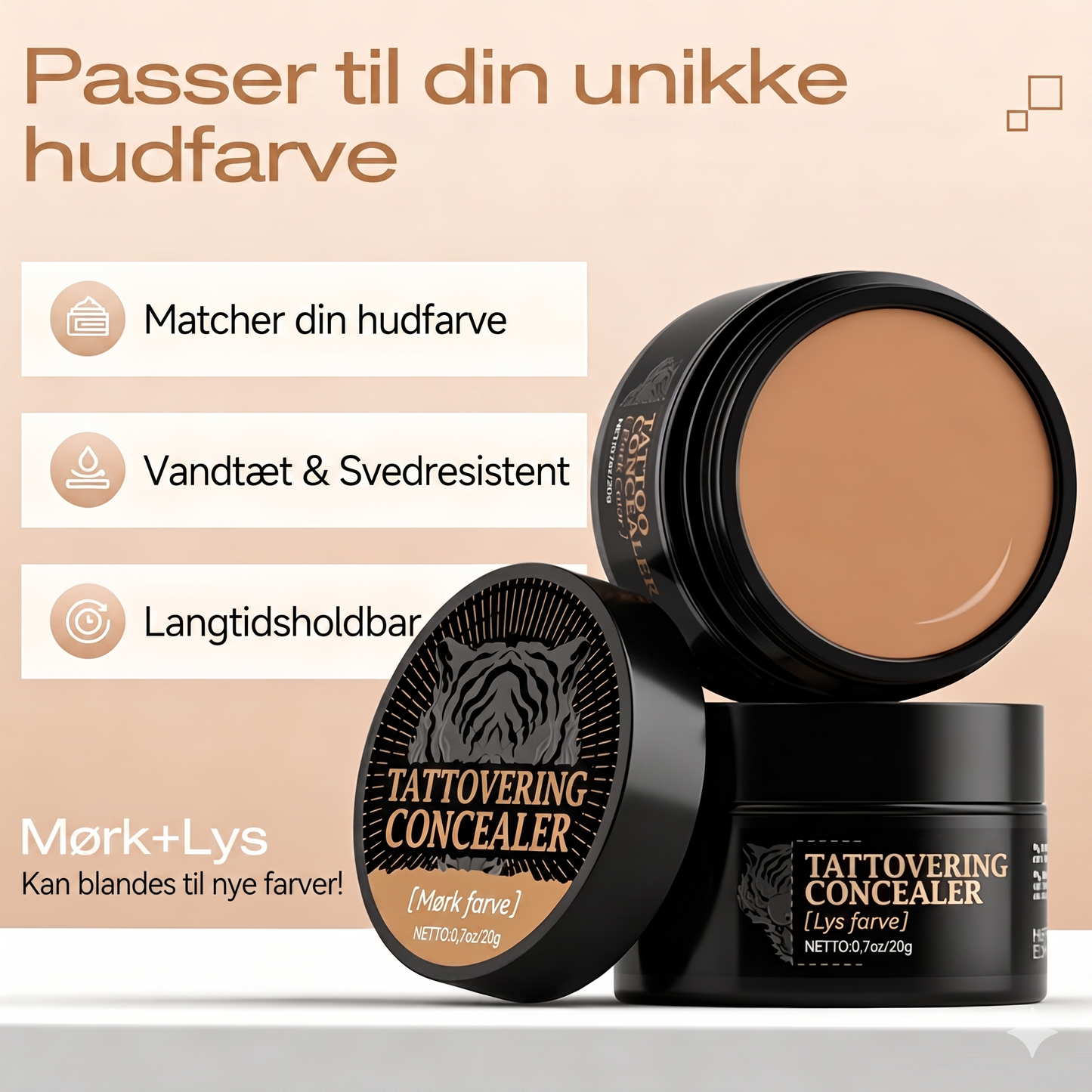 Vandtæt og Smudsafvisende Fulddækkende Ar Concealer