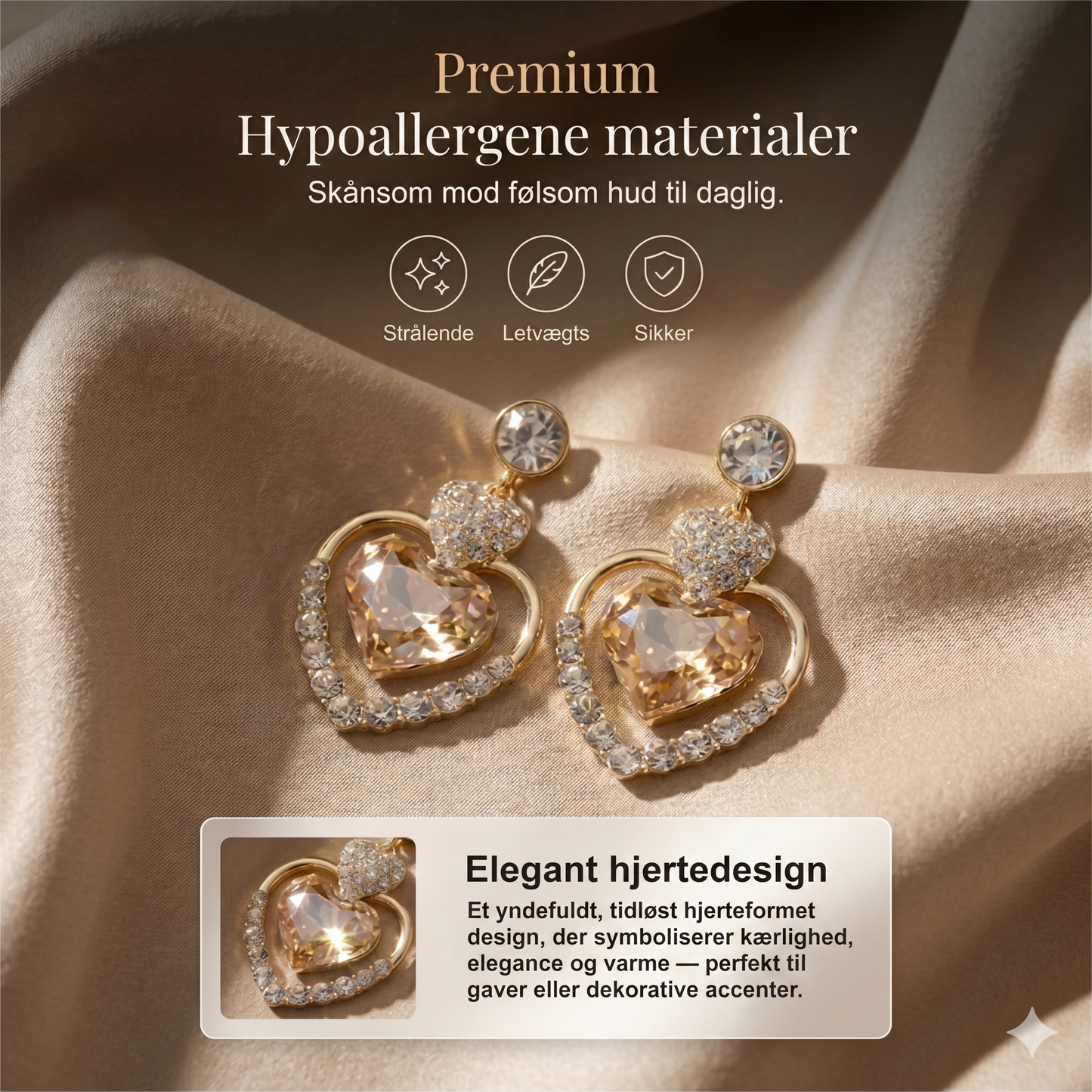 Damer Mousserende Dobbelte Hjerteøreringe