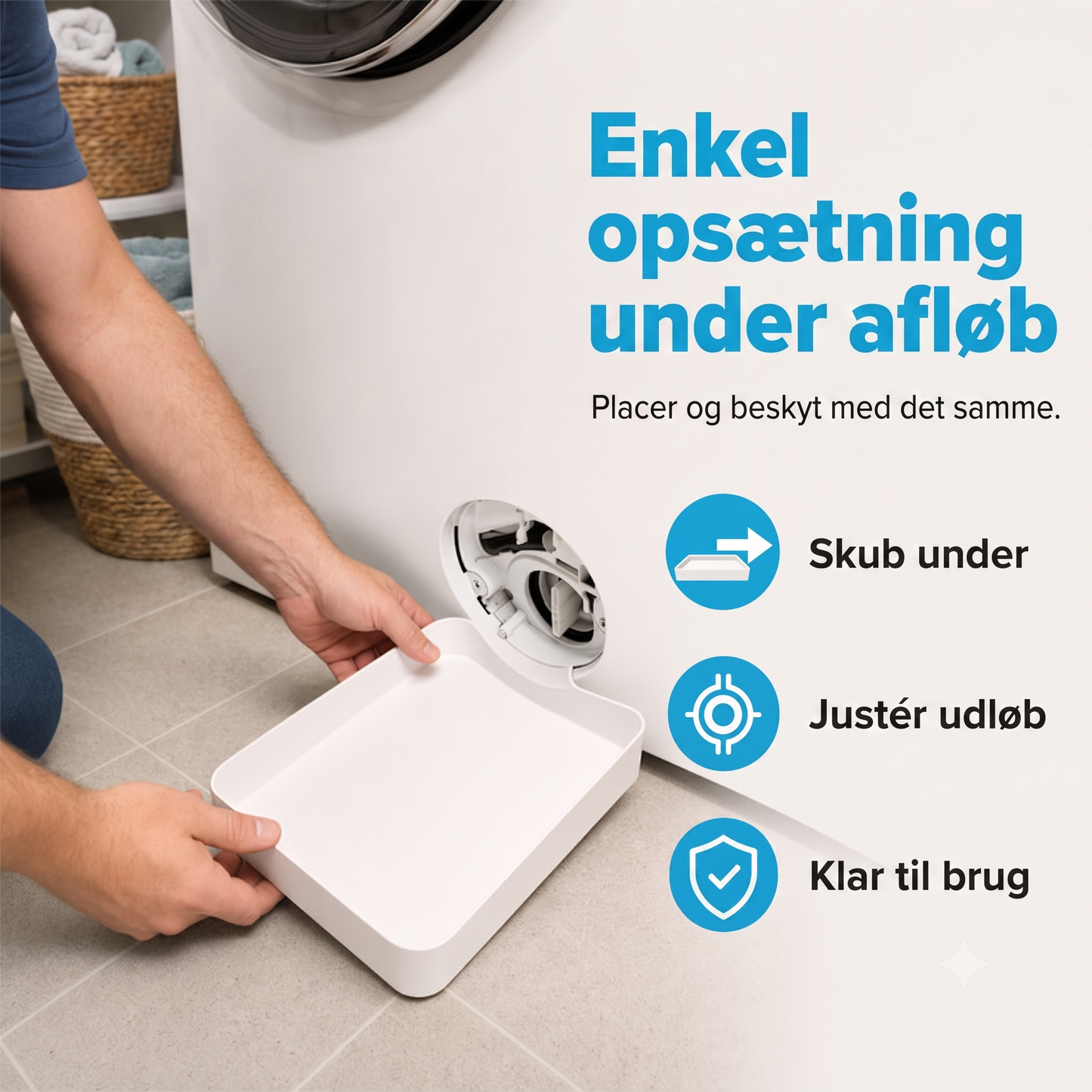 Lækagesikker Kompakt PP Vaskemaskine Drypbakke med Forhøjede Kanter