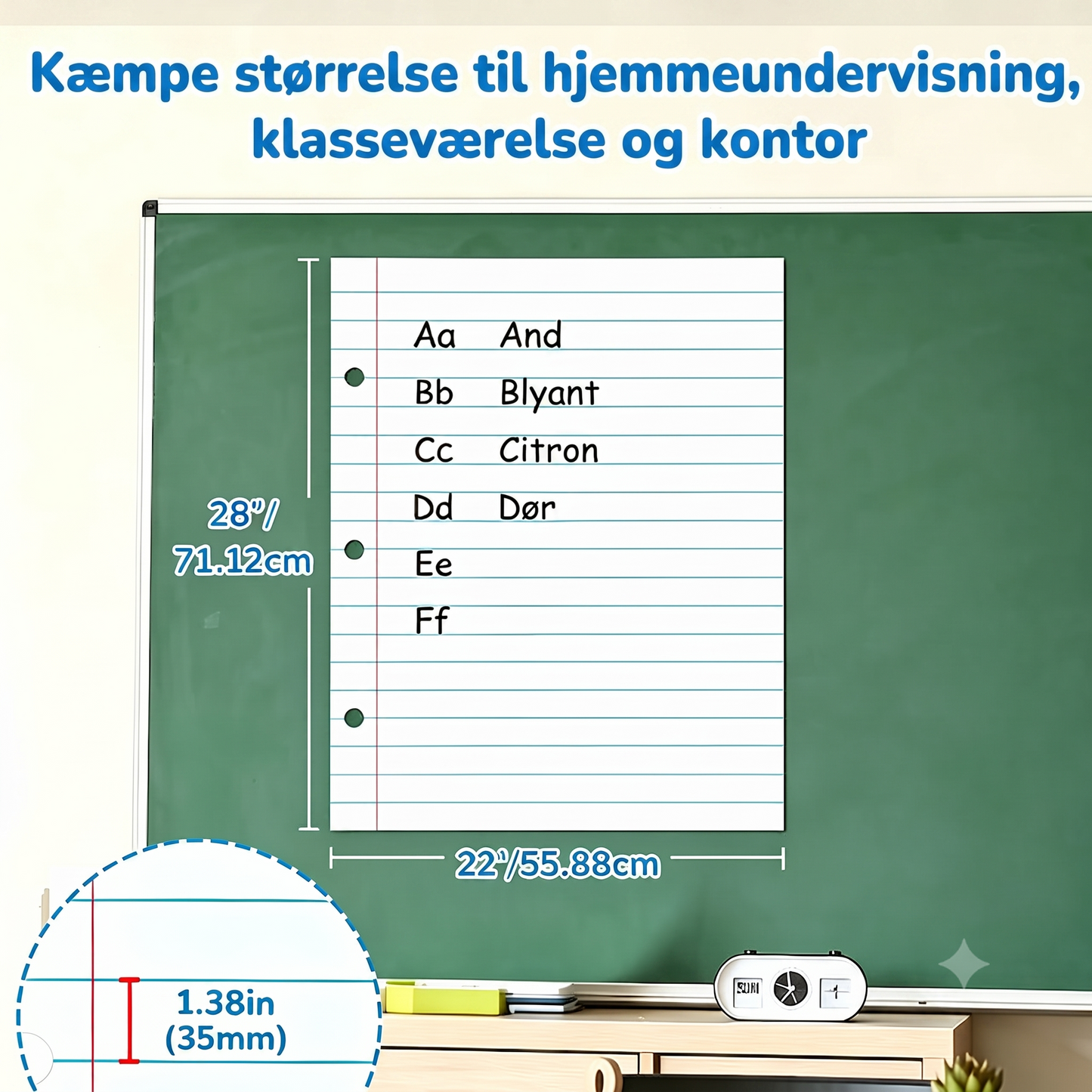 Magnetisk linjeret whiteboard til køleskabet, der kan aftørres helt uden spor